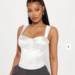 Fashion Nova White Satin Corset Bustier Camisole